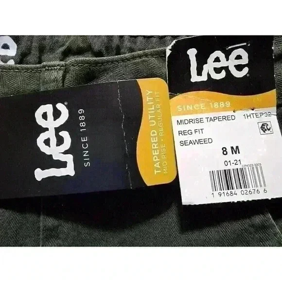 Lee Womens Heritage Tapered Utility Pant Mid Rise Reg Fit Size 8M, 20M Green - Picture 2 of 10
